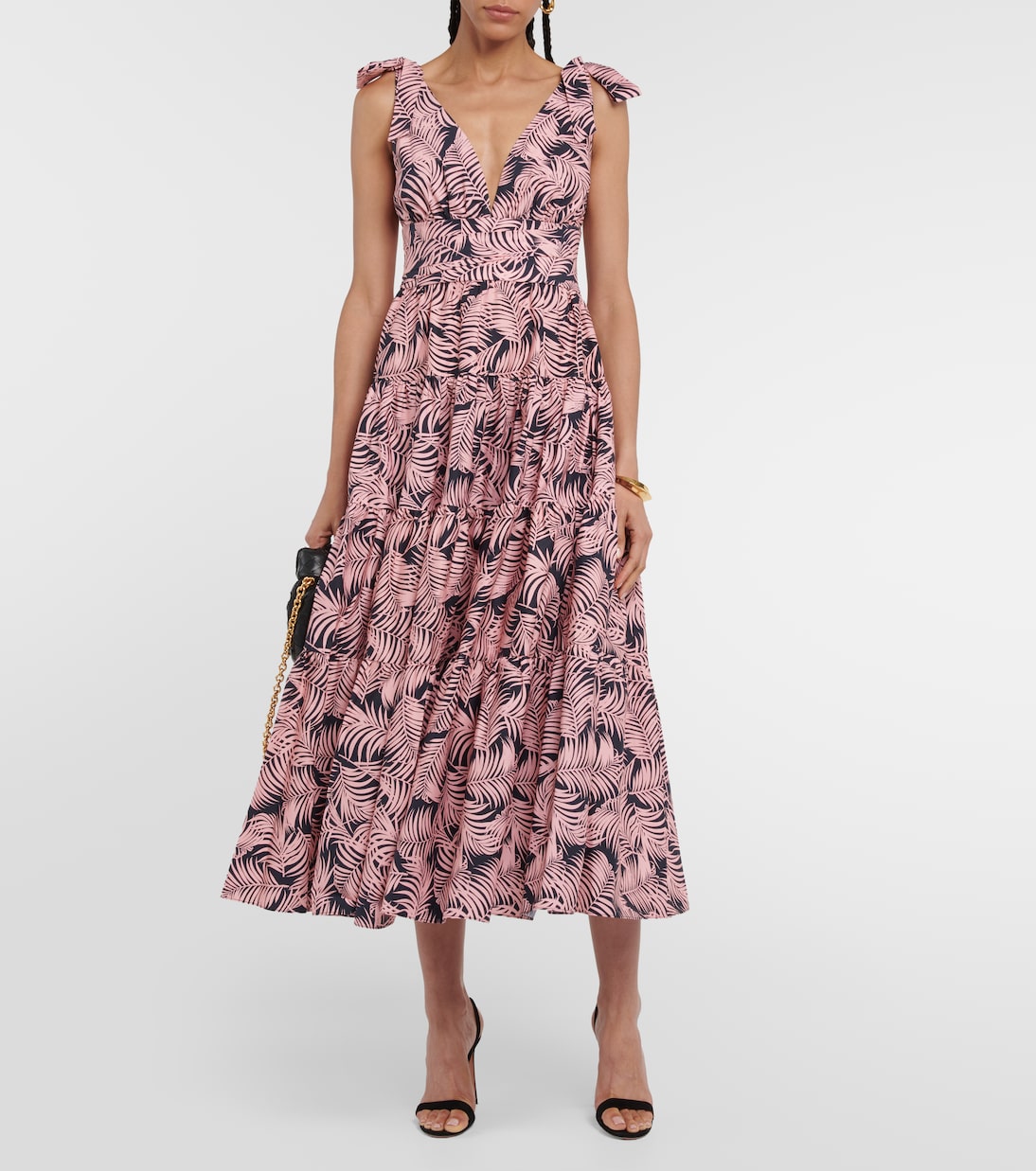 Tiered cotton-blend midi dress | Carolina Herrera