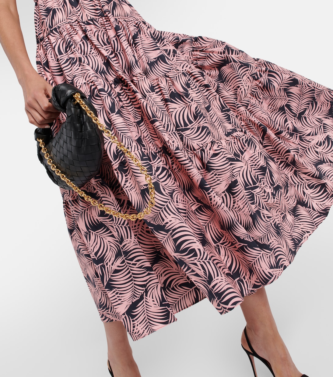 Tiered cotton-blend midi dress | Carolina Herrera