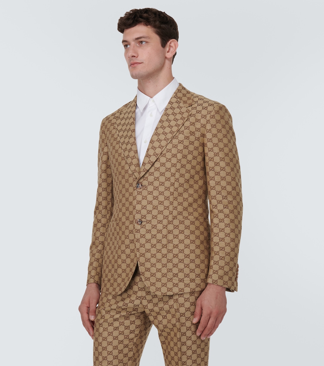 Blazer formal en mezcla de lino con GG | Gucci