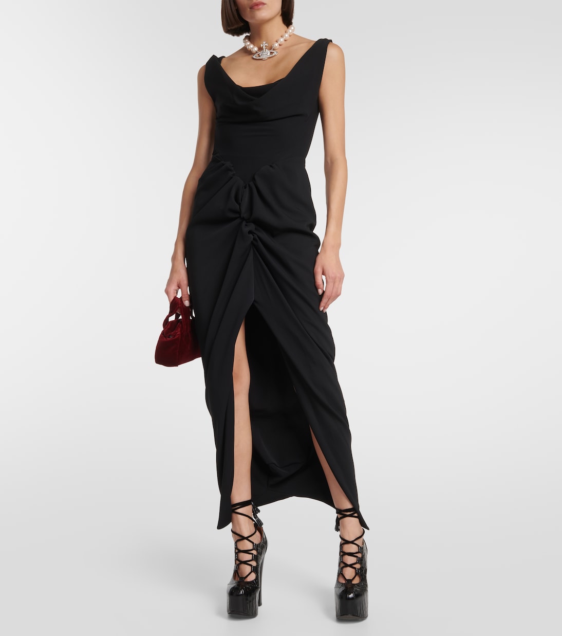 Abito midi Panther drappeggiato in crêpe | Vivienne Westwood