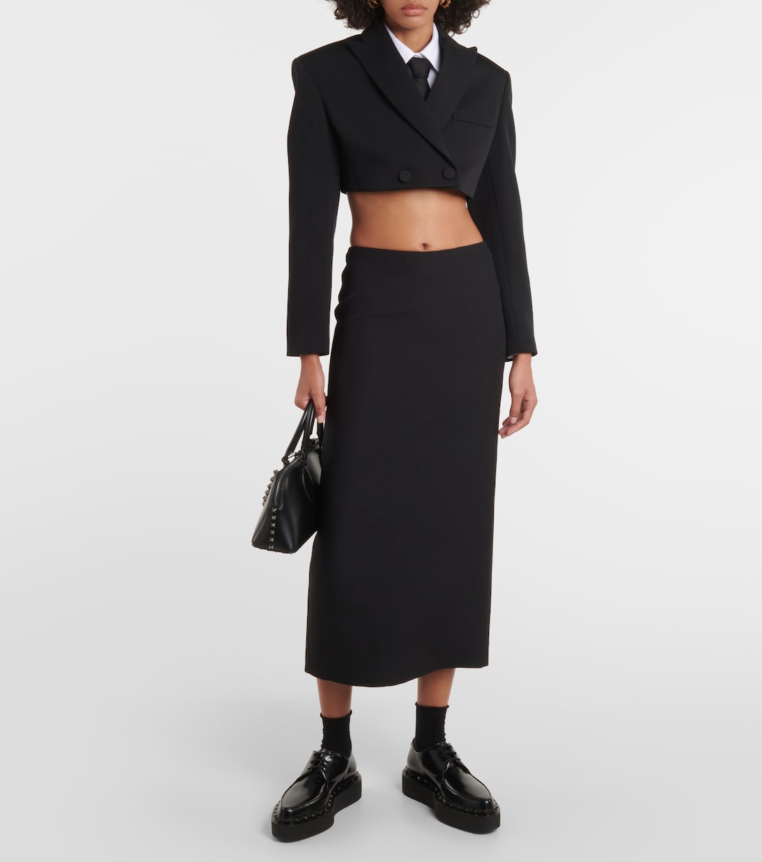 Blazer cropped in lana vergine | Valentino