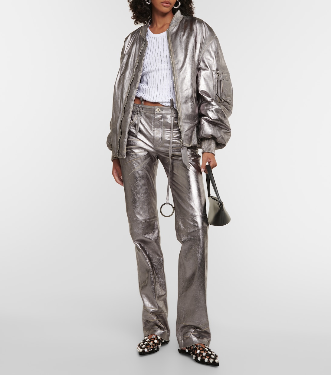 Bomberjacke aus Metallic-Leder | The Attico
