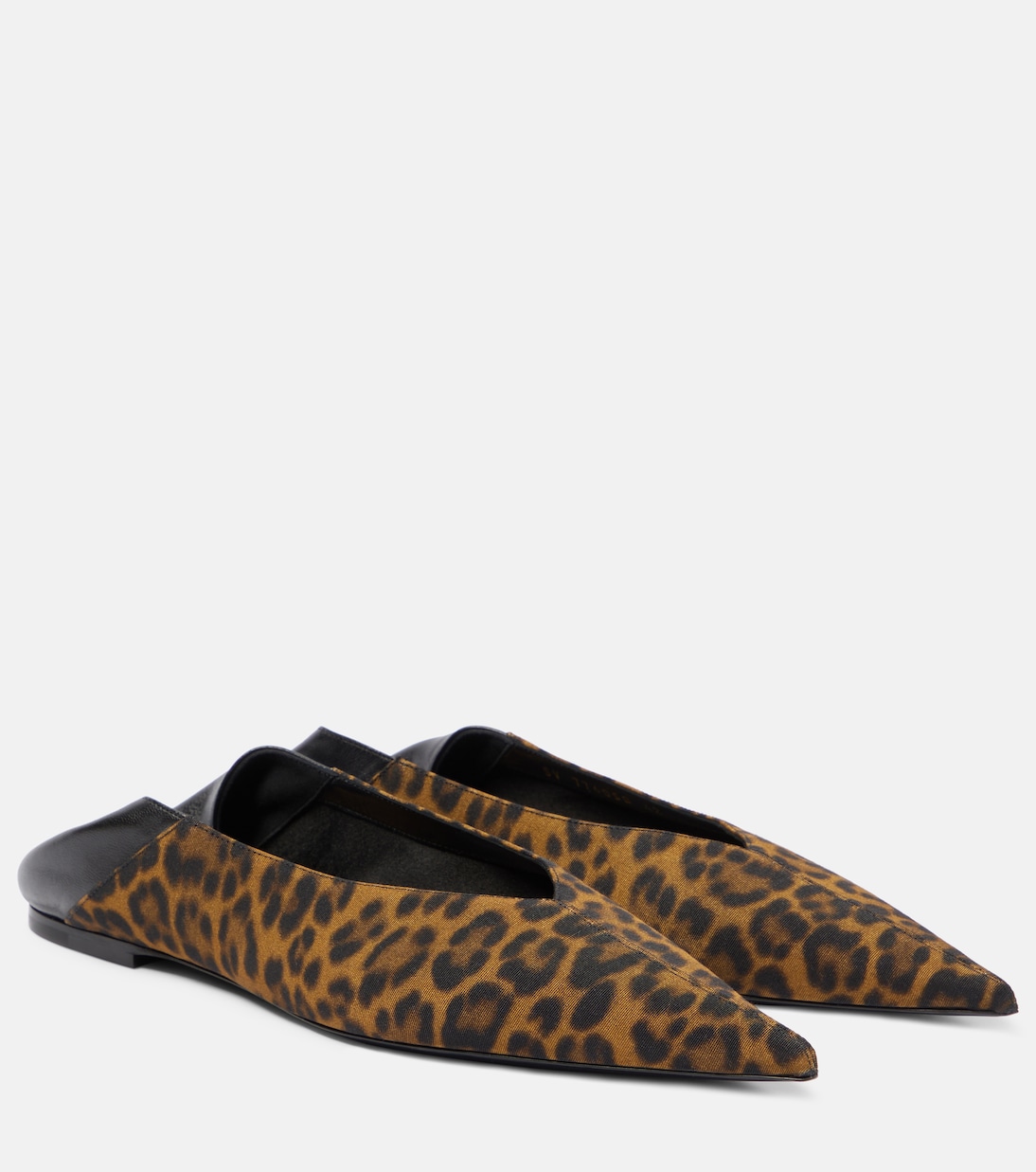 Nour leopard-print leather-trimmed mules | Saint Laurent
