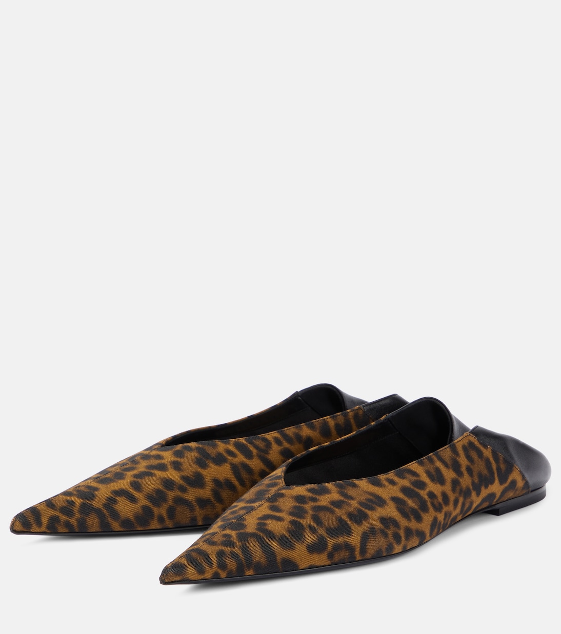 Nour leopard-print leather-trimmed mules | Saint Laurent
