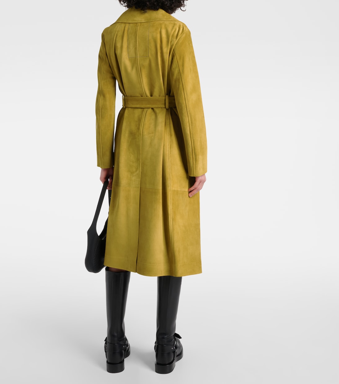 Suede wrap coat in yellow Burberry Mytheresa