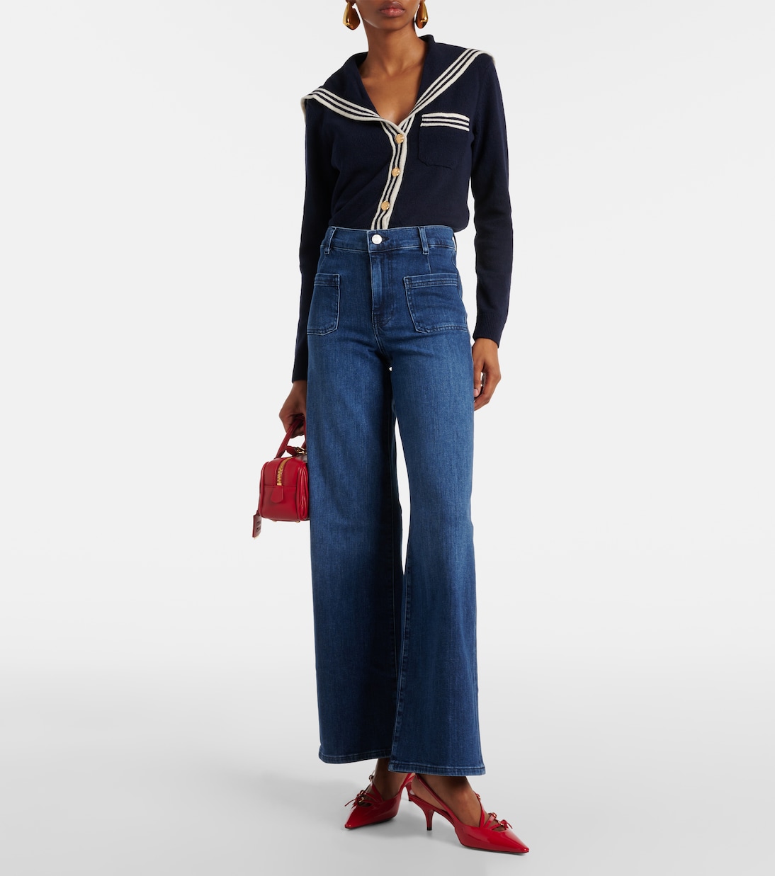 Le Slim Palazzo high rise wide leg jeans in blue Frame Mytheresa