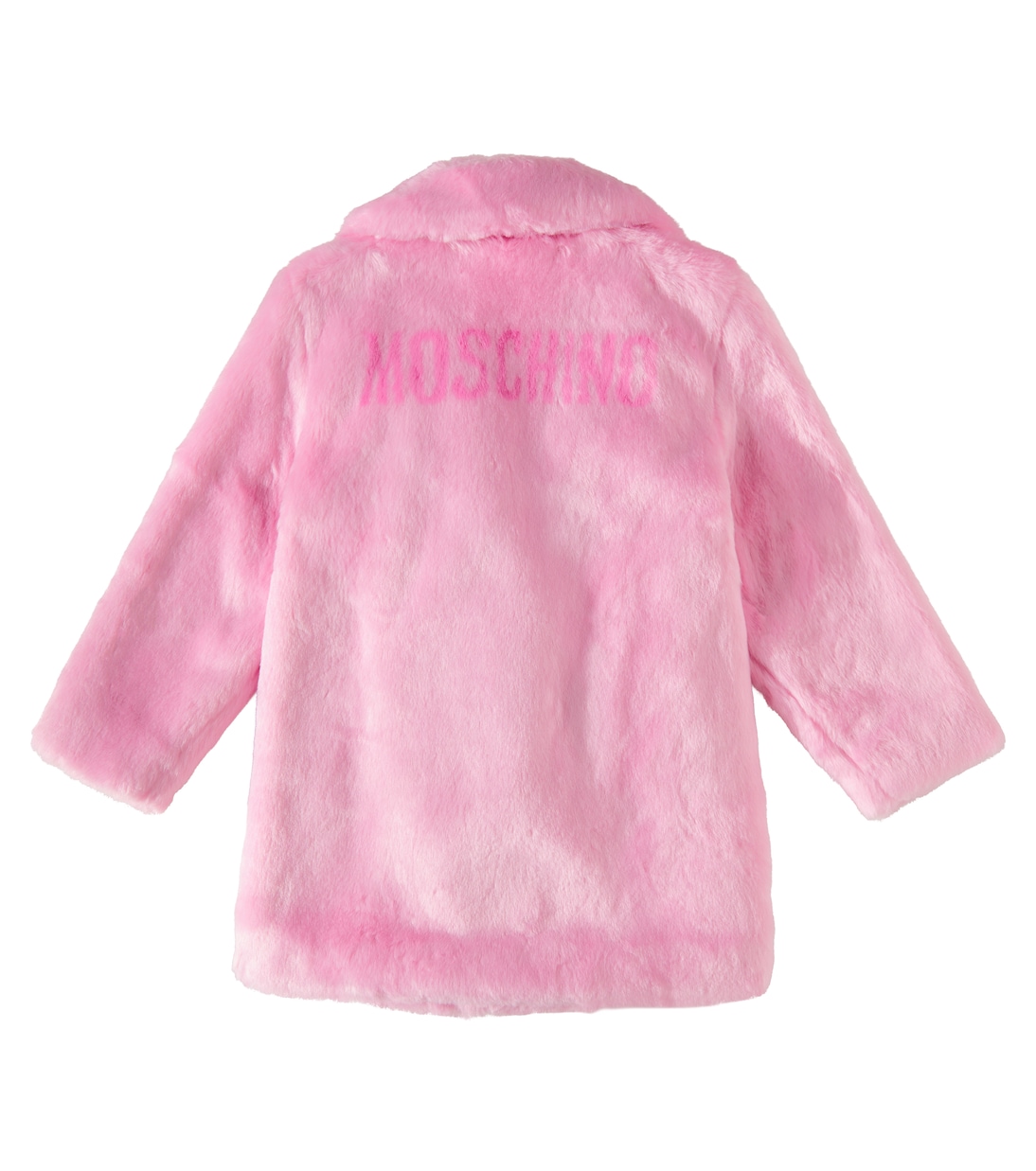 Logo faux fur coat in pink Moschino Kids Mytheresa