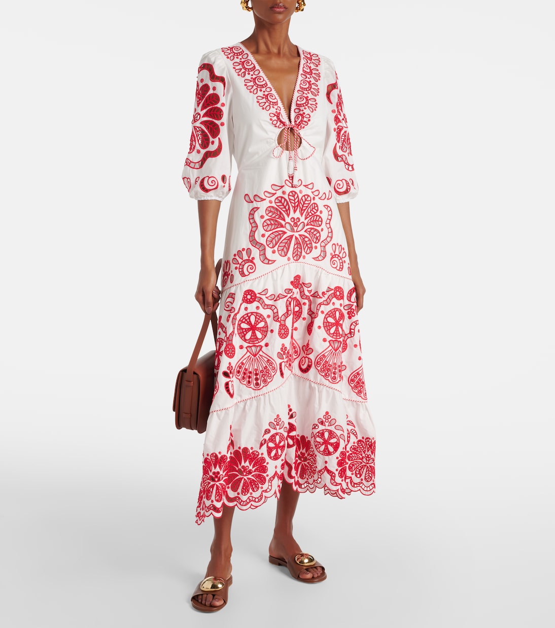 Broderie anglaise cotton midi dress | Farm Rio