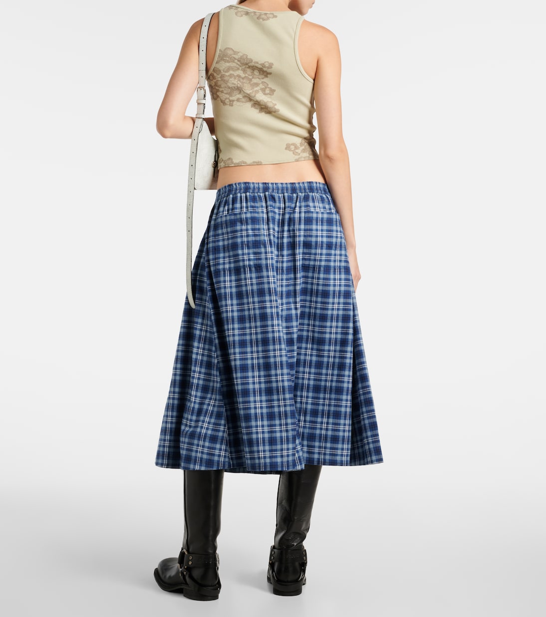 Checked mid-rise cotton maxi skirt | Acne Studios