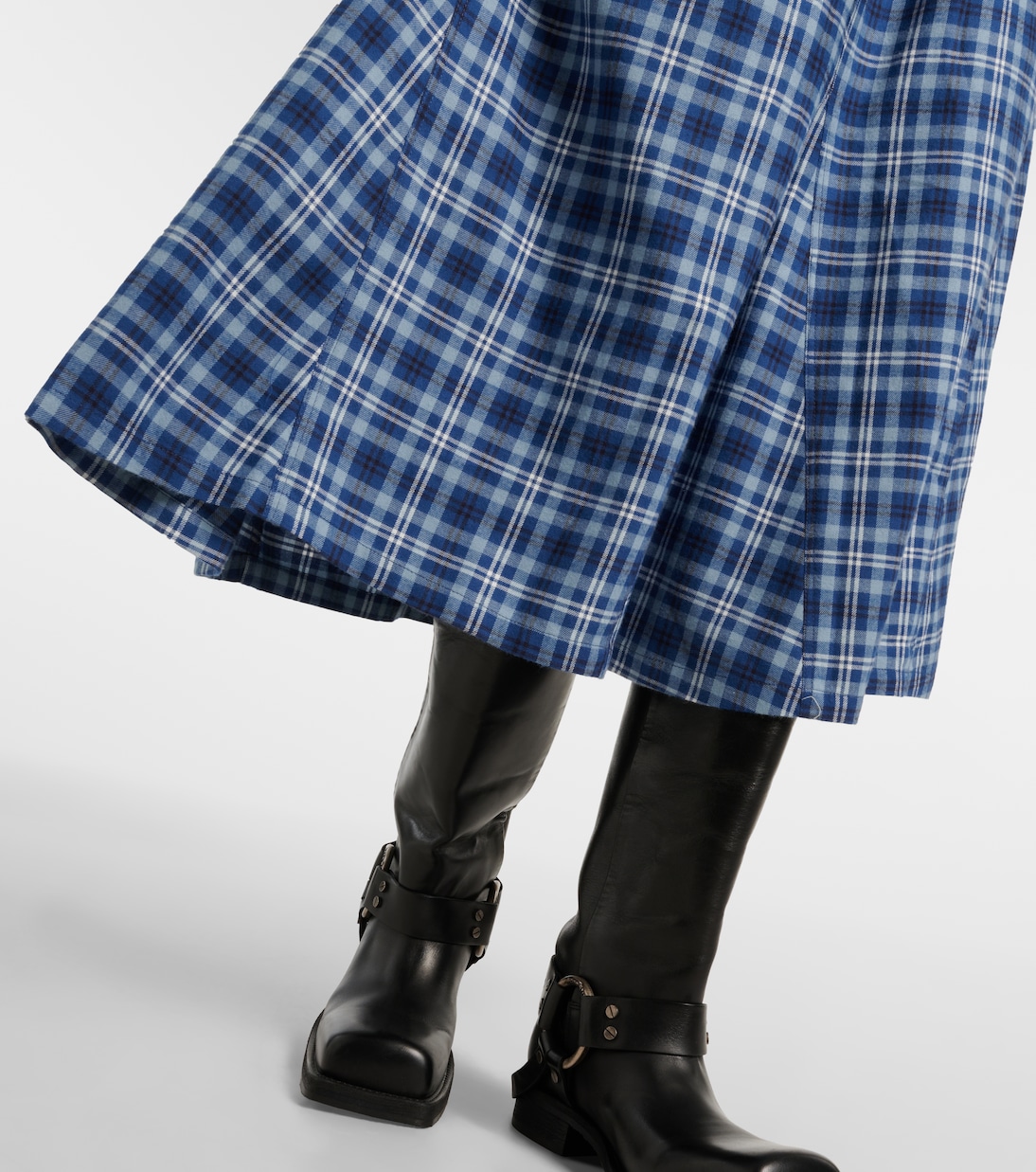 Checked mid-rise cotton maxi skirt | Acne Studios