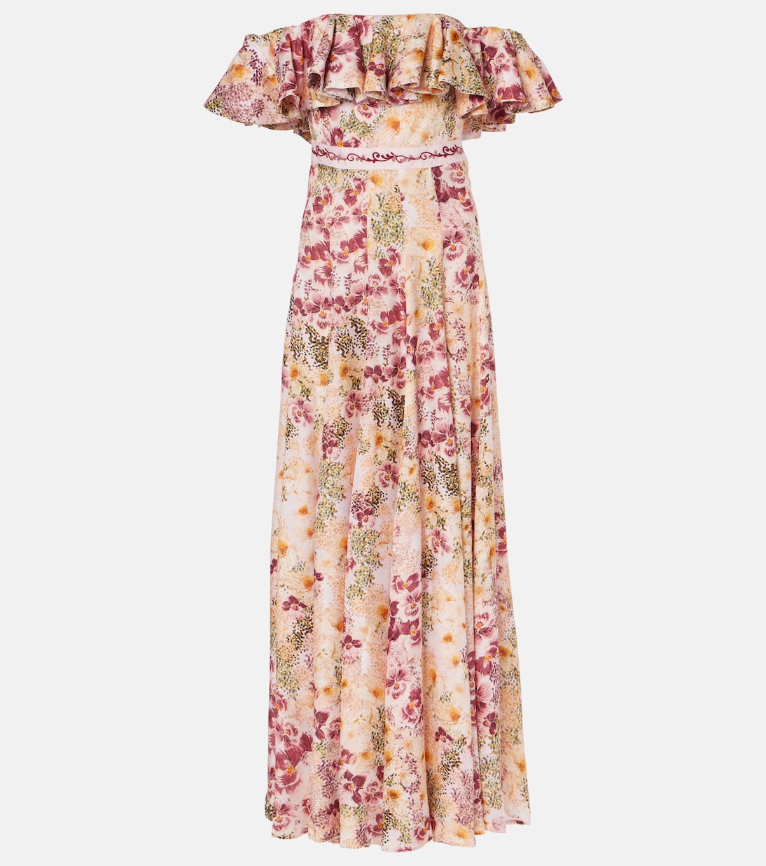 Vestido largo floral con volante | Agua by Agua Bendita