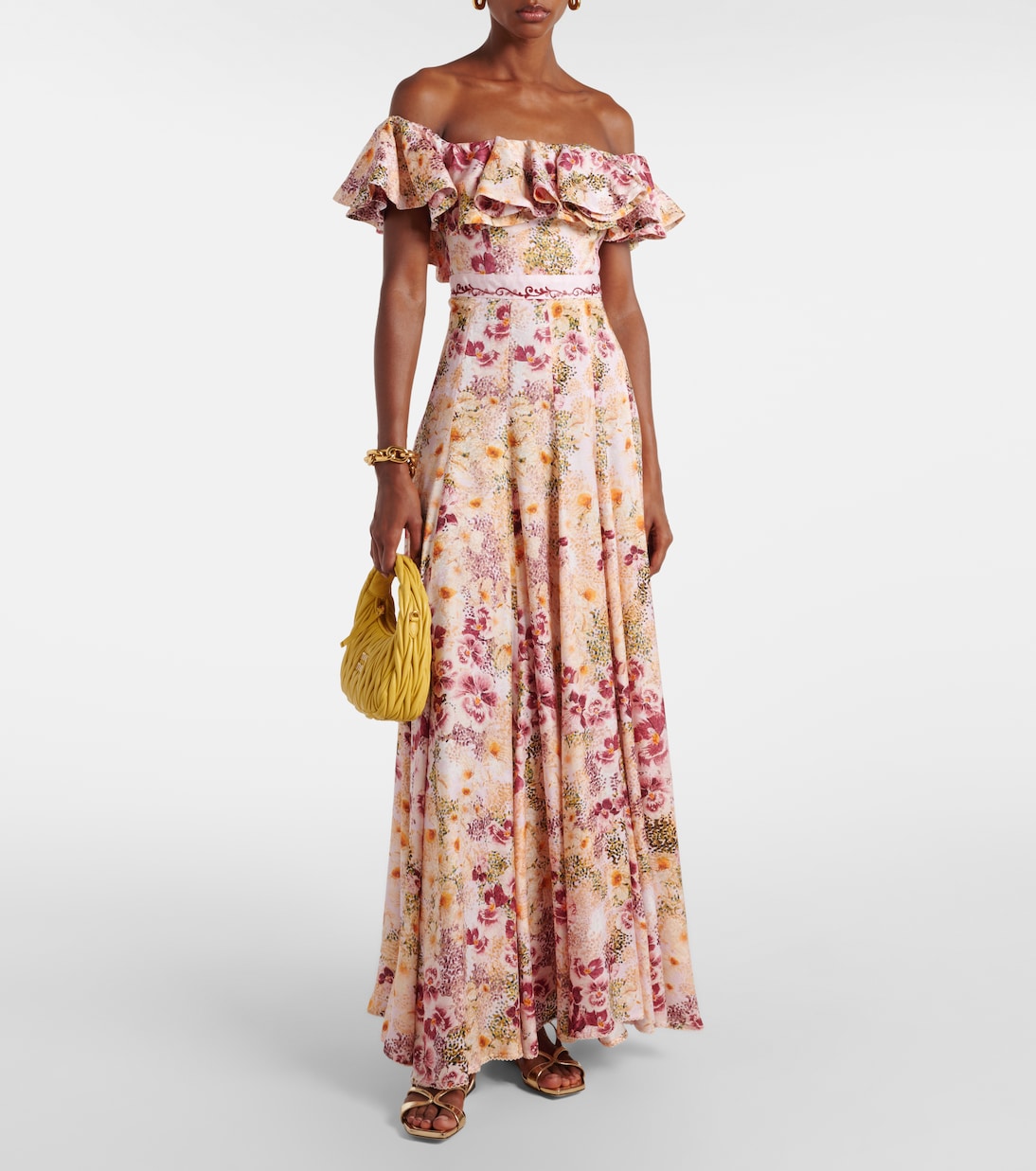 Vestido largo floral con volante | Agua by Agua Bendita