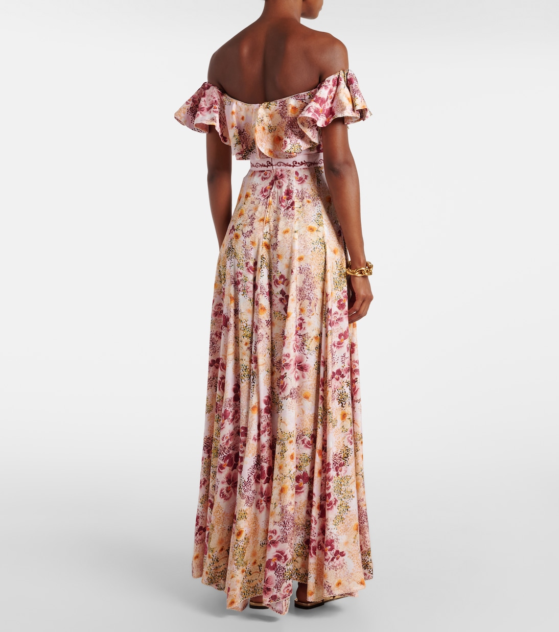 Vestido largo floral con volante | Agua by Agua Bendita