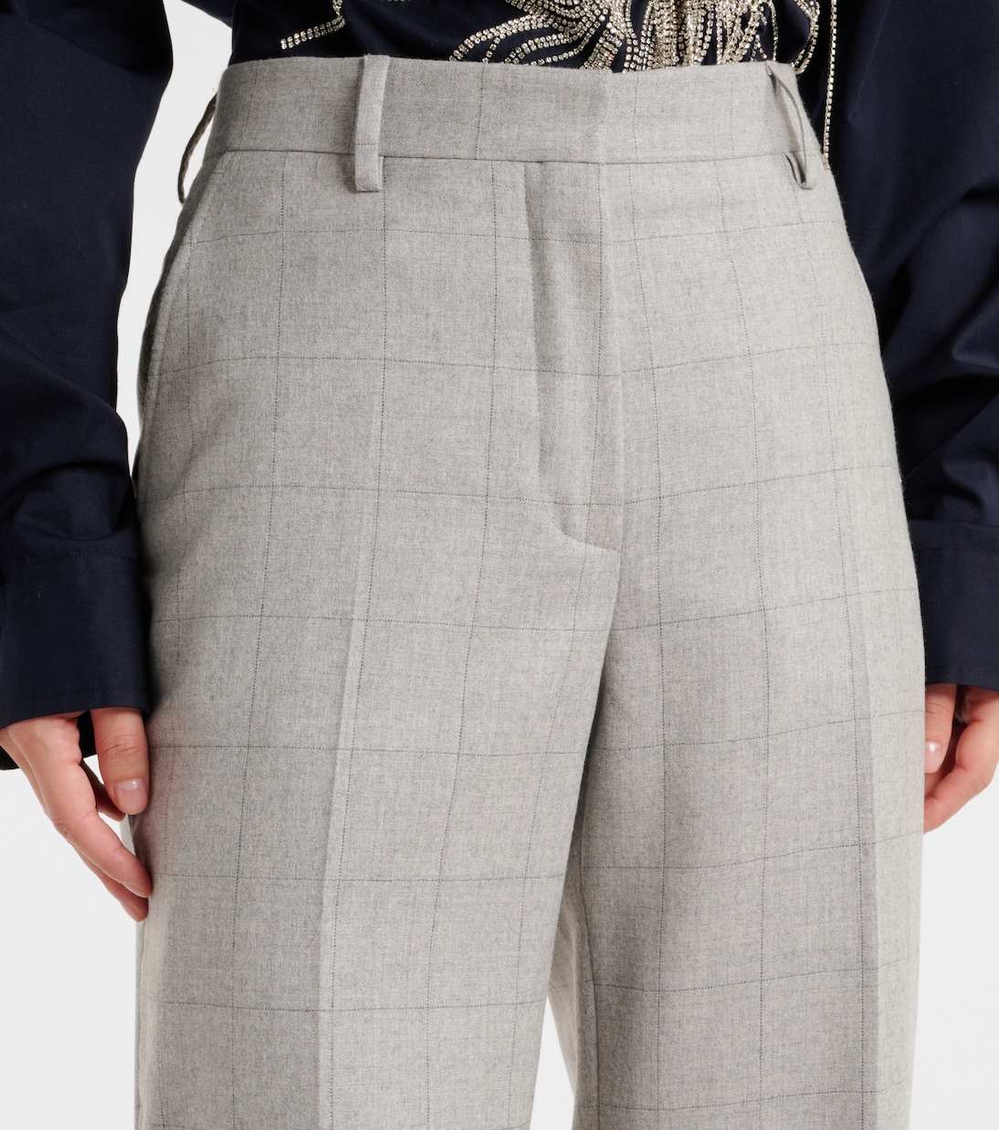 Checked wool straight pants | Dries Van Noten