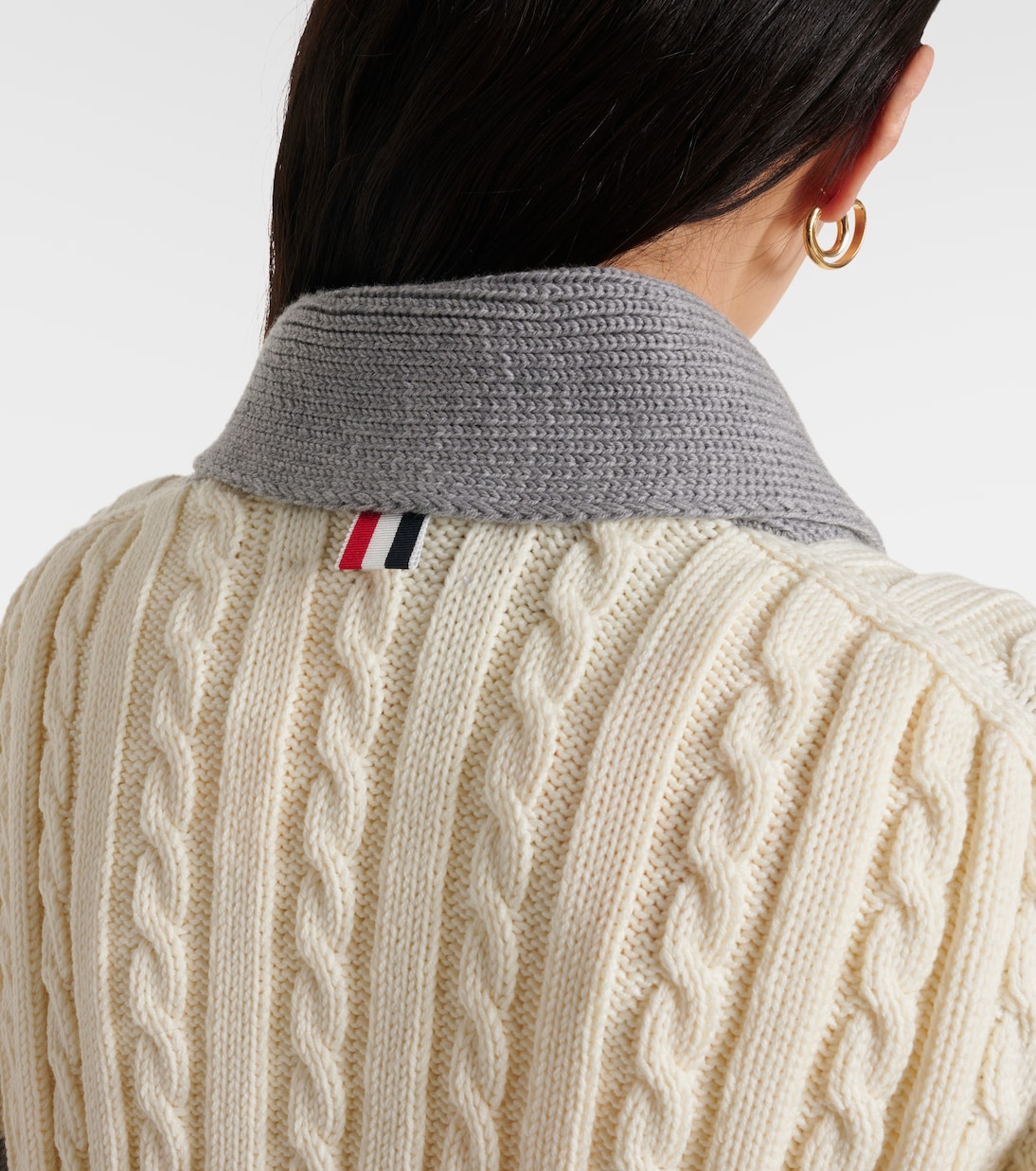 Cardigan 4-Bar in lana a trecce | Thom Browne