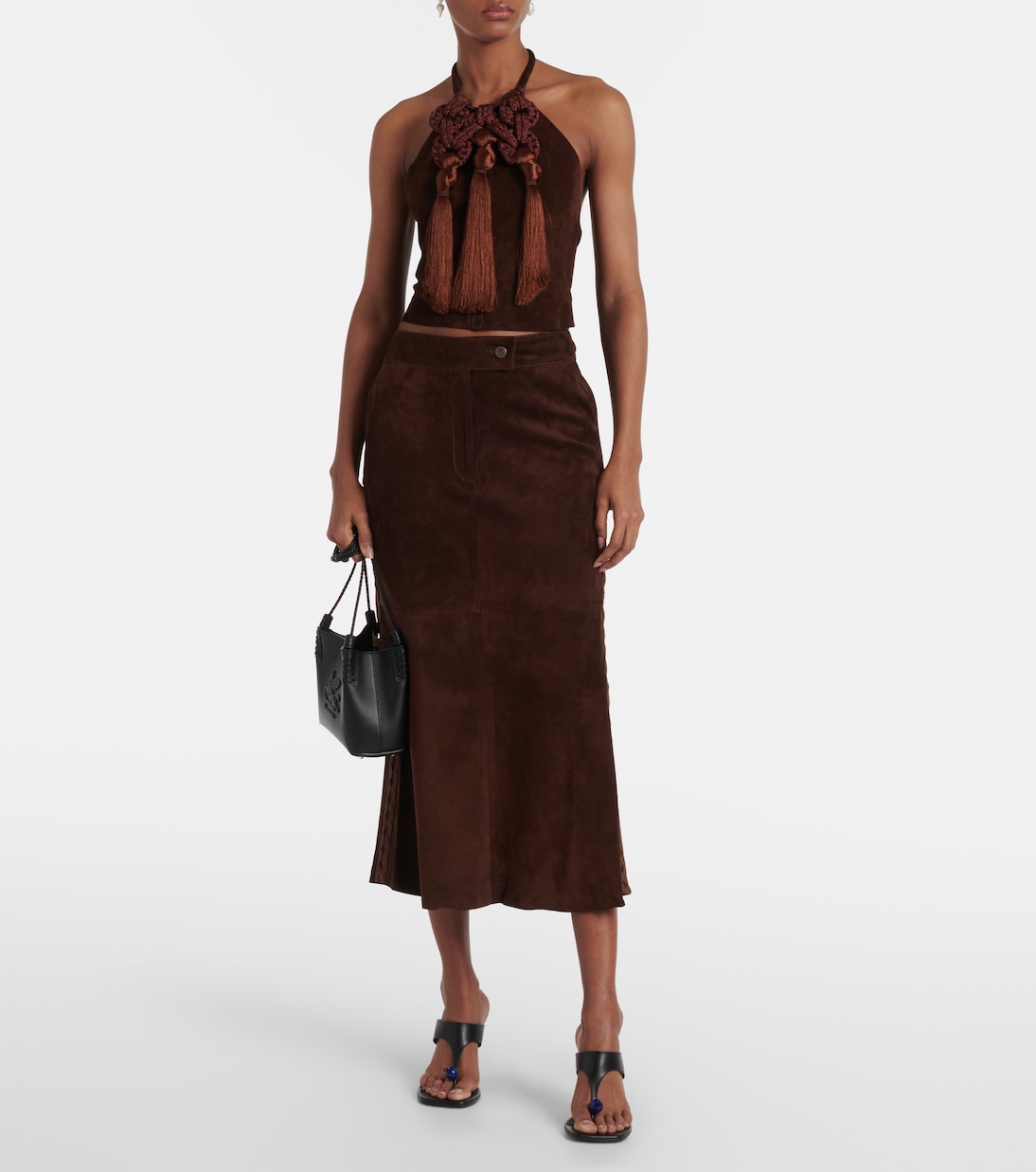 Gonna midi in suede a vita media | Johanna Ortiz