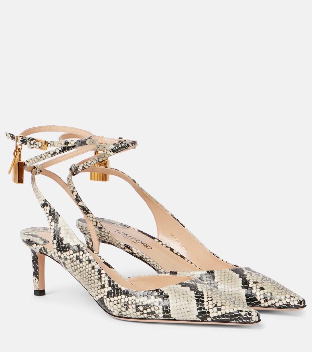 Padlock 55 snake-effect slingback sandals | Tom Ford
