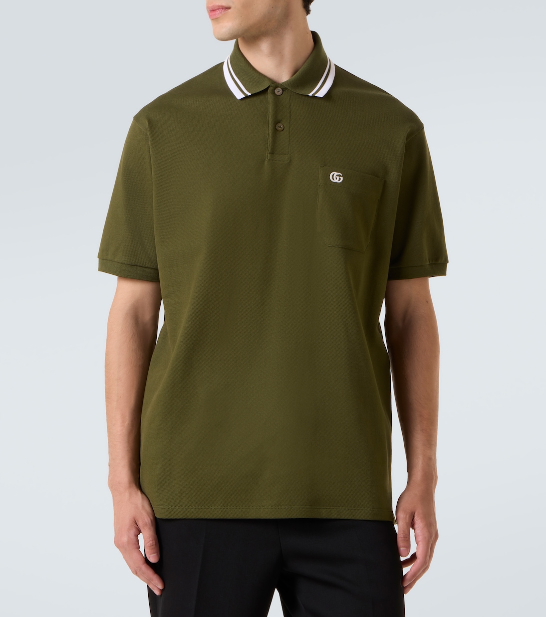 Polo de piqué en mezcla de algodón con GG | Gucci