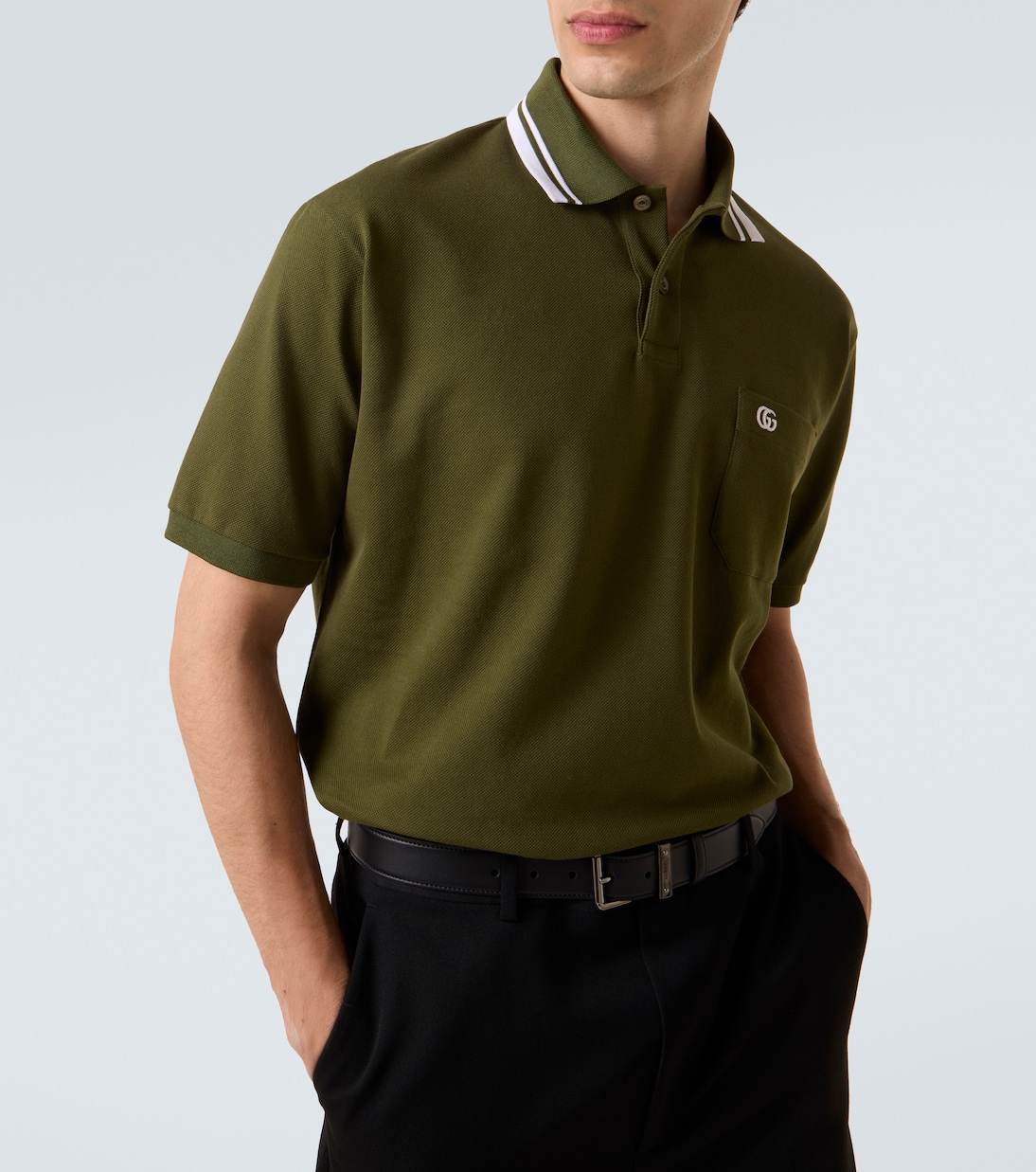 Polo de piqué en mezcla de algodón con GG | Gucci