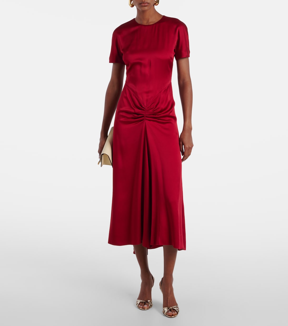 Gathered satin midi dress | Victoria Beckham