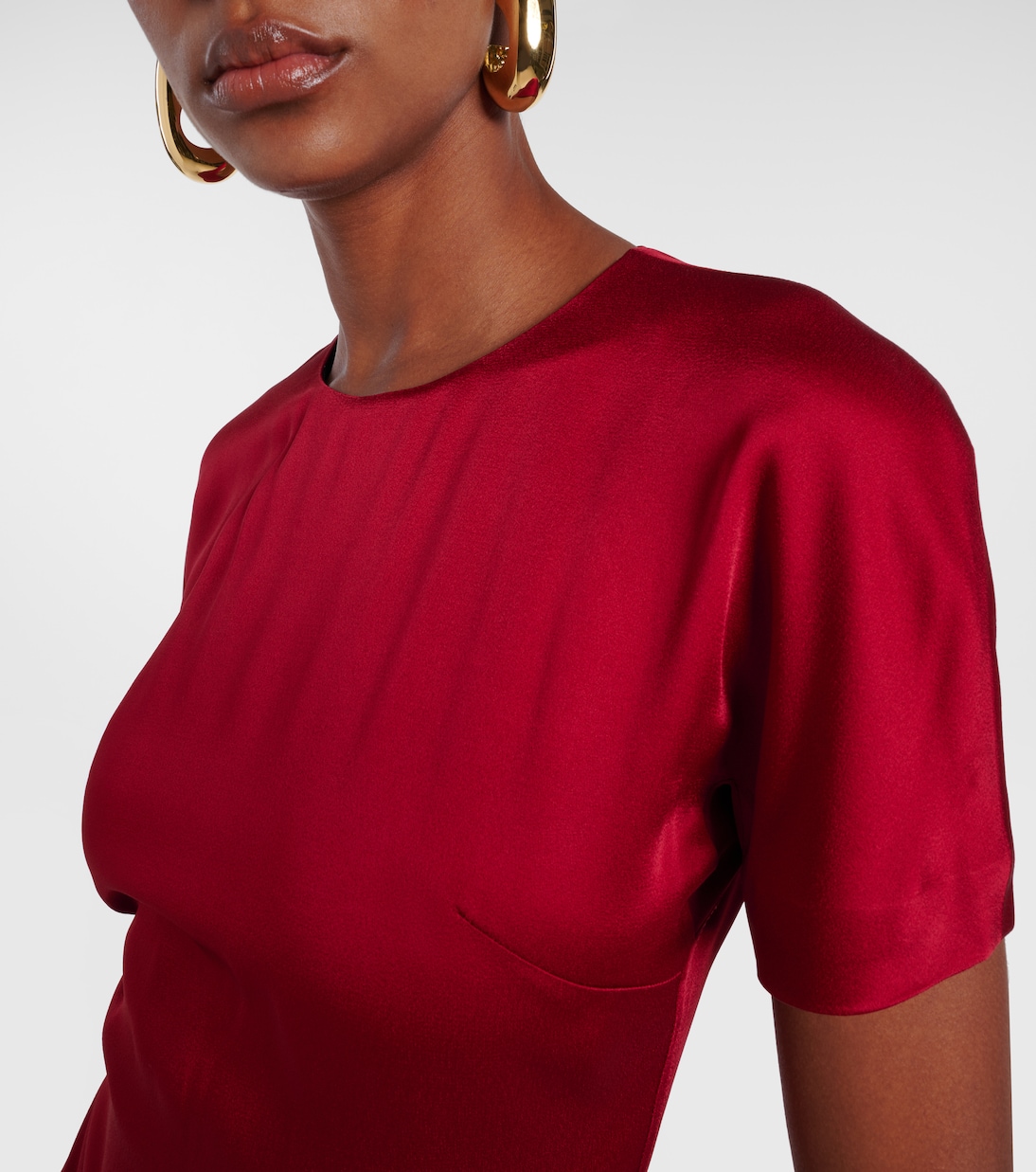 Gathered satin midi dress | Victoria Beckham
