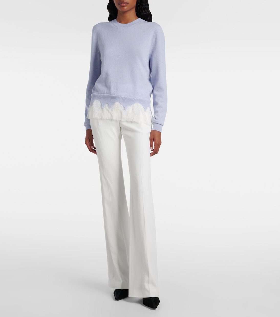 Lace-trimmed wool and cashmere sweater | McQueen