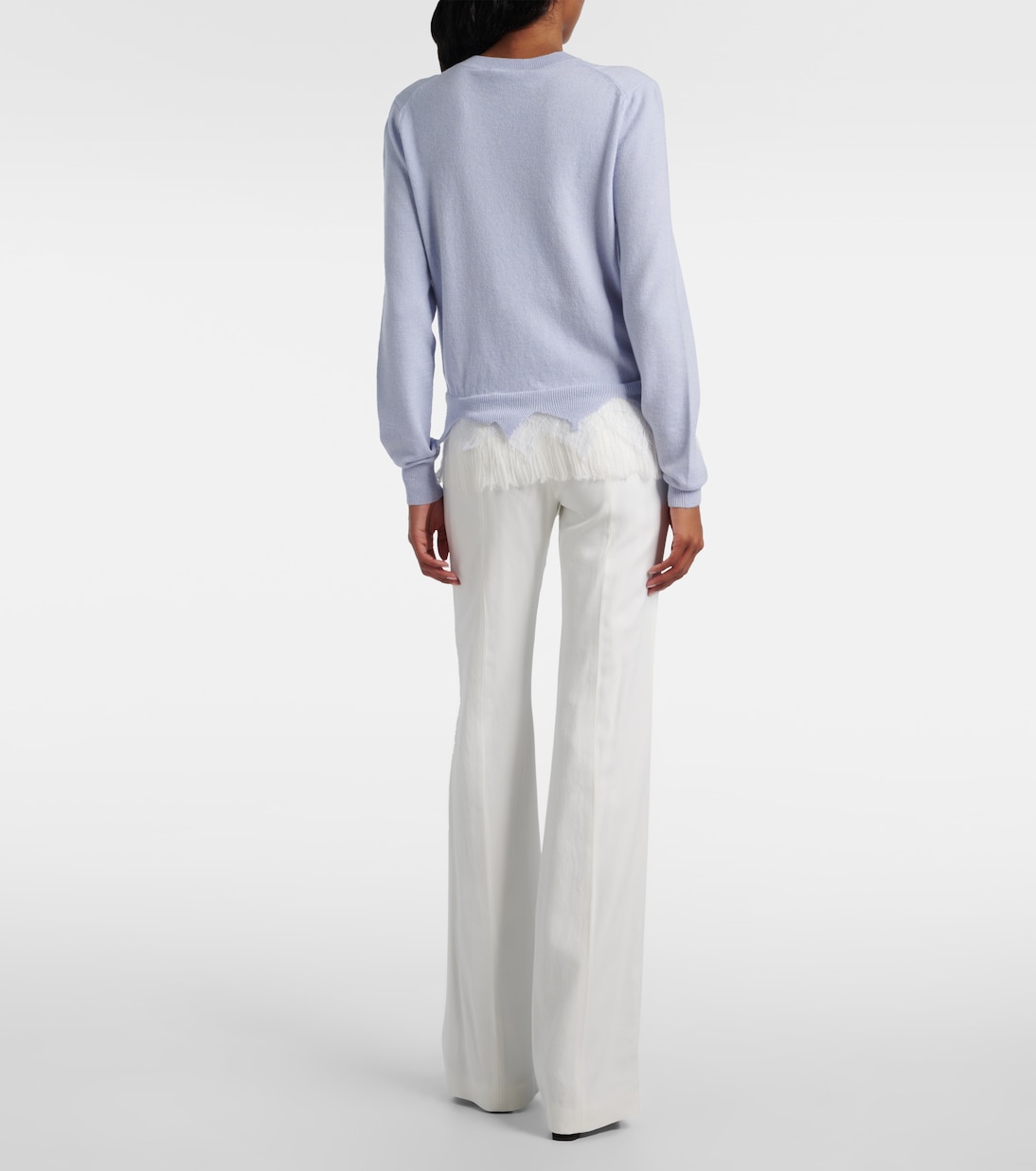 Lace-trimmed wool and cashmere sweater | McQueen