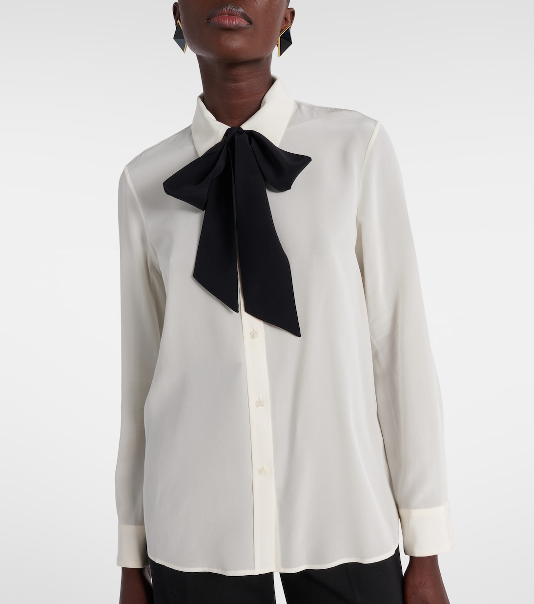 Hanford scarf-detail silk shirt | Nili Lotan