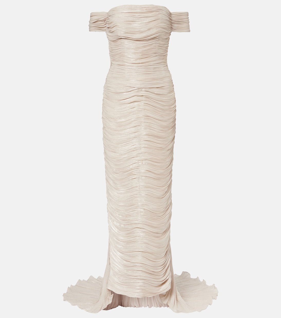 Off-shoulder pleated bustier gown | Marmar Halim