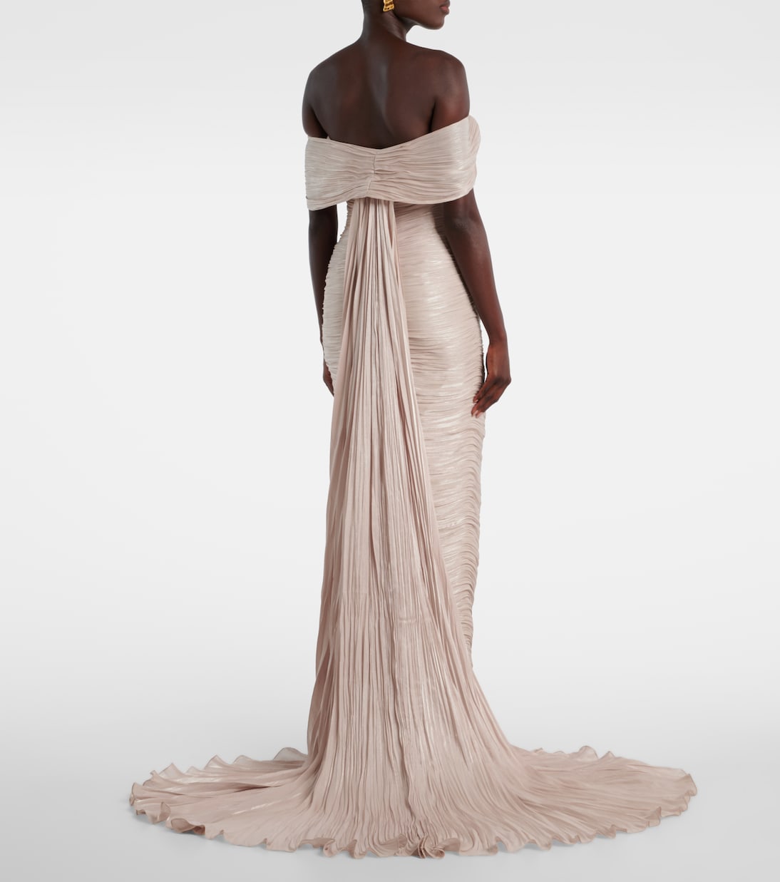 Off-shoulder pleated bustier gown | Marmar Halim
