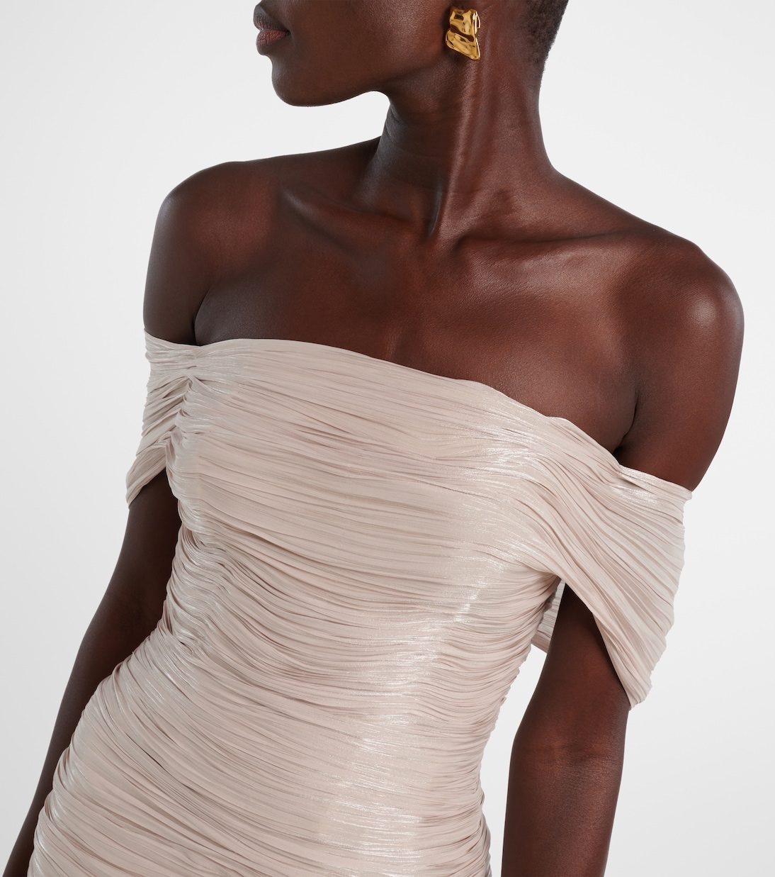 Off-shoulder pleated bustier gown | Marmar Halim