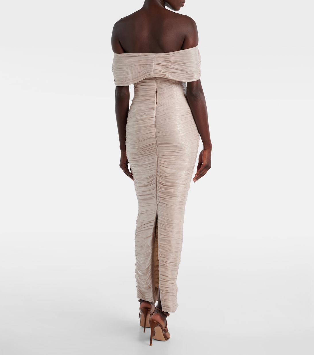 Off-shoulder pleated bustier gown | Marmar Halim