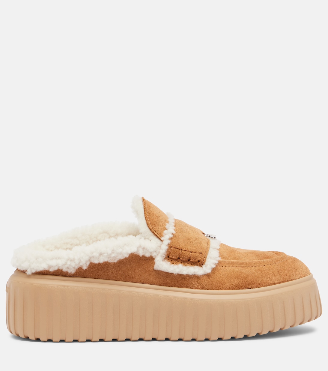 Slippers aus Veloursleder mit Shearling | Hogan