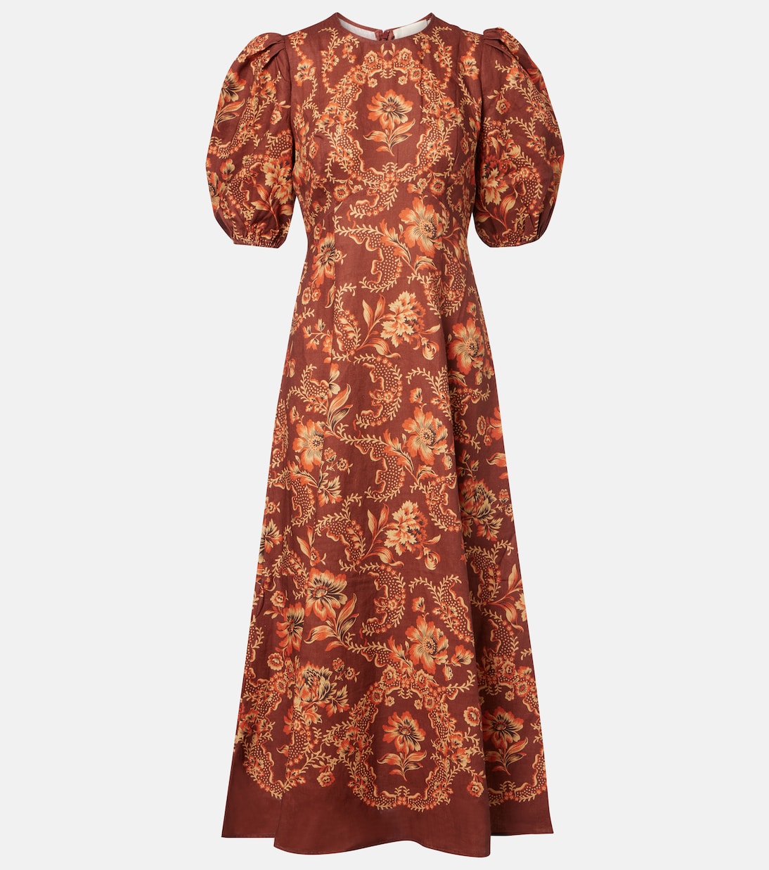 Bedrucktes Midikleid Seraphina aus Leinen | Alémais