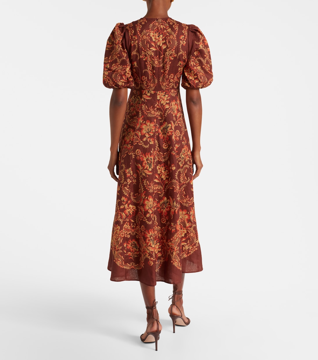 Bedrucktes Midikleid Seraphina aus Leinen | Alémais