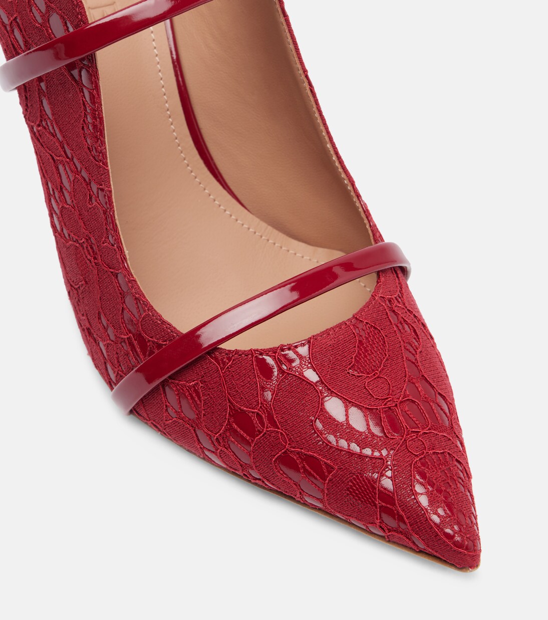 Maureen 85 leather-trimmed lace mules | Malone Souliers
