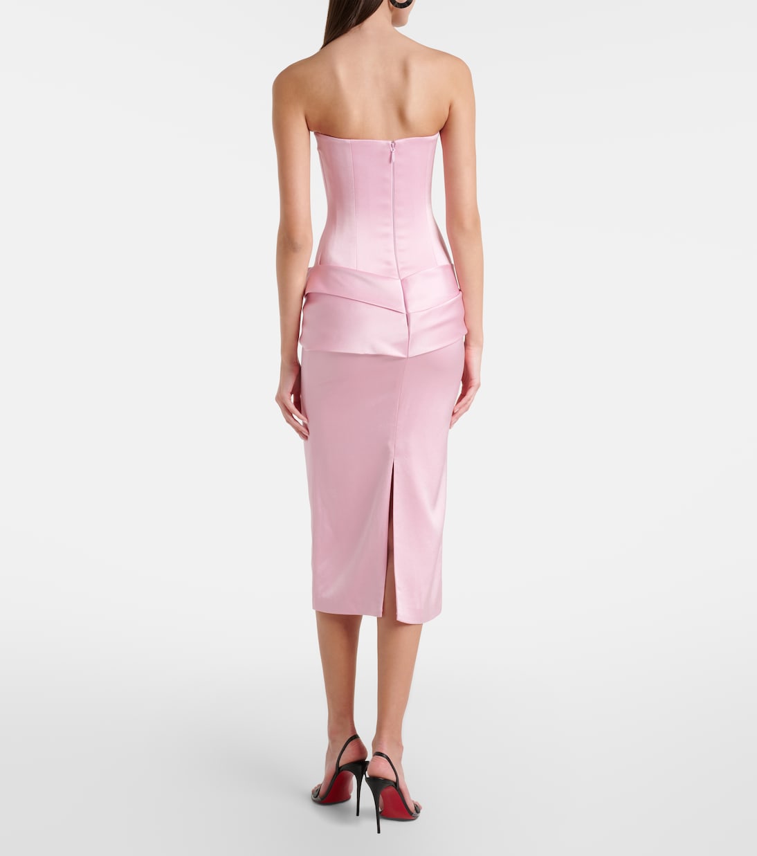 Draped satin crêpe bustier dress | Alex Perry