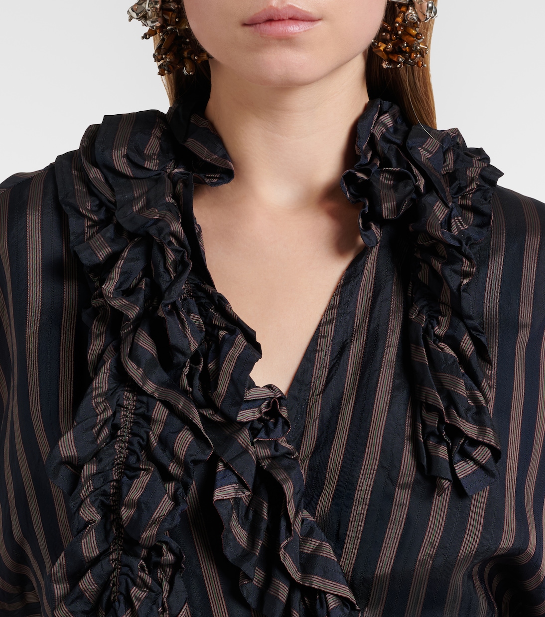 Ruffled striped top | Dries Van Noten