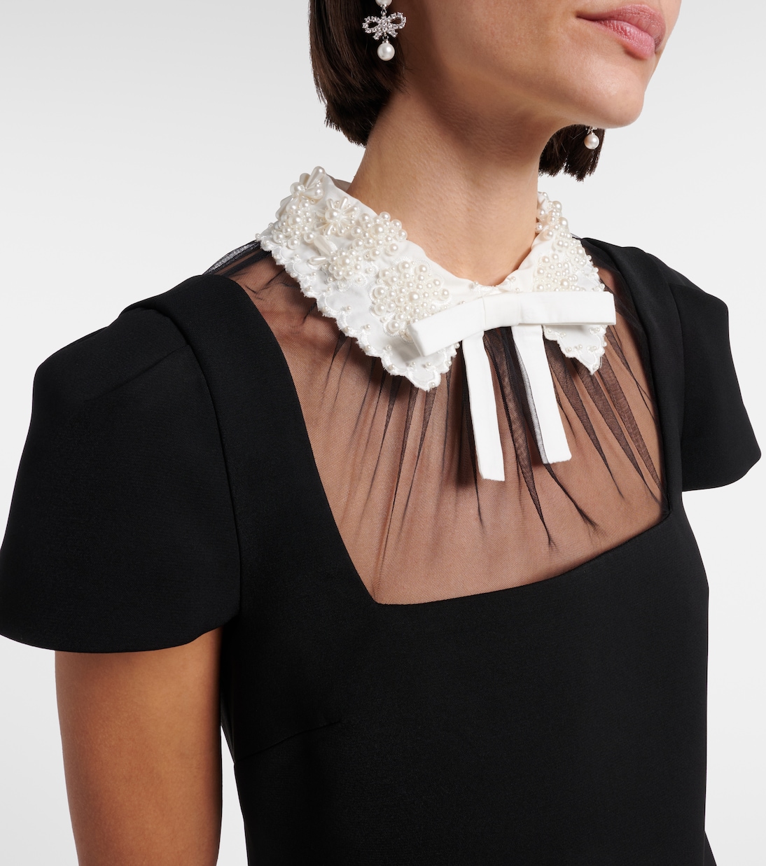 Vestido corto de crepé con lazo | Self-Portrait