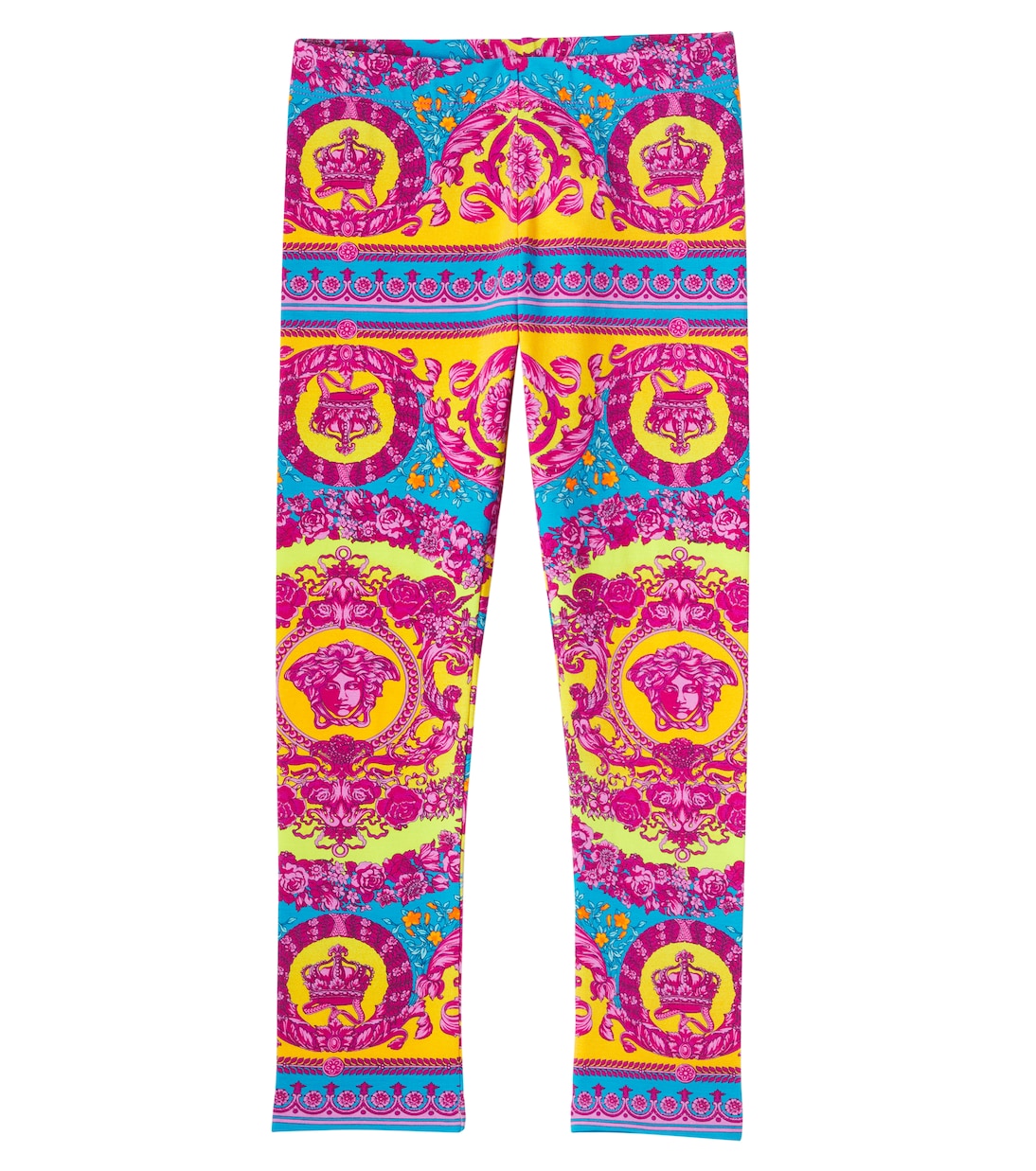 Electric Barocco cotton-blend jersey leggings | Versace Kids