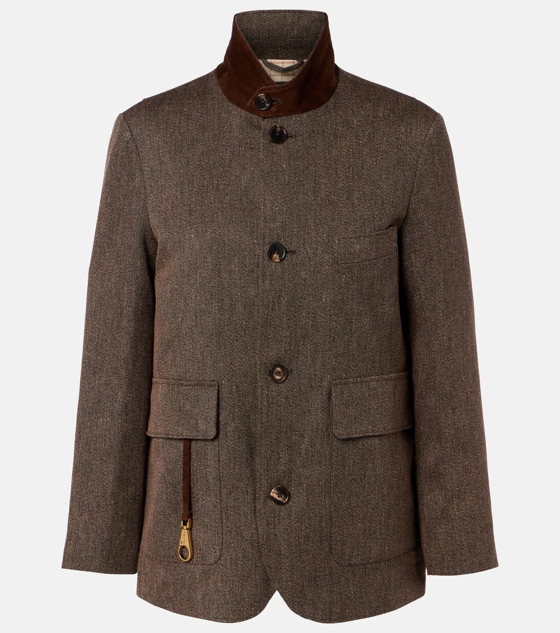 Suede-trimmed linen jacket | Loro Piana