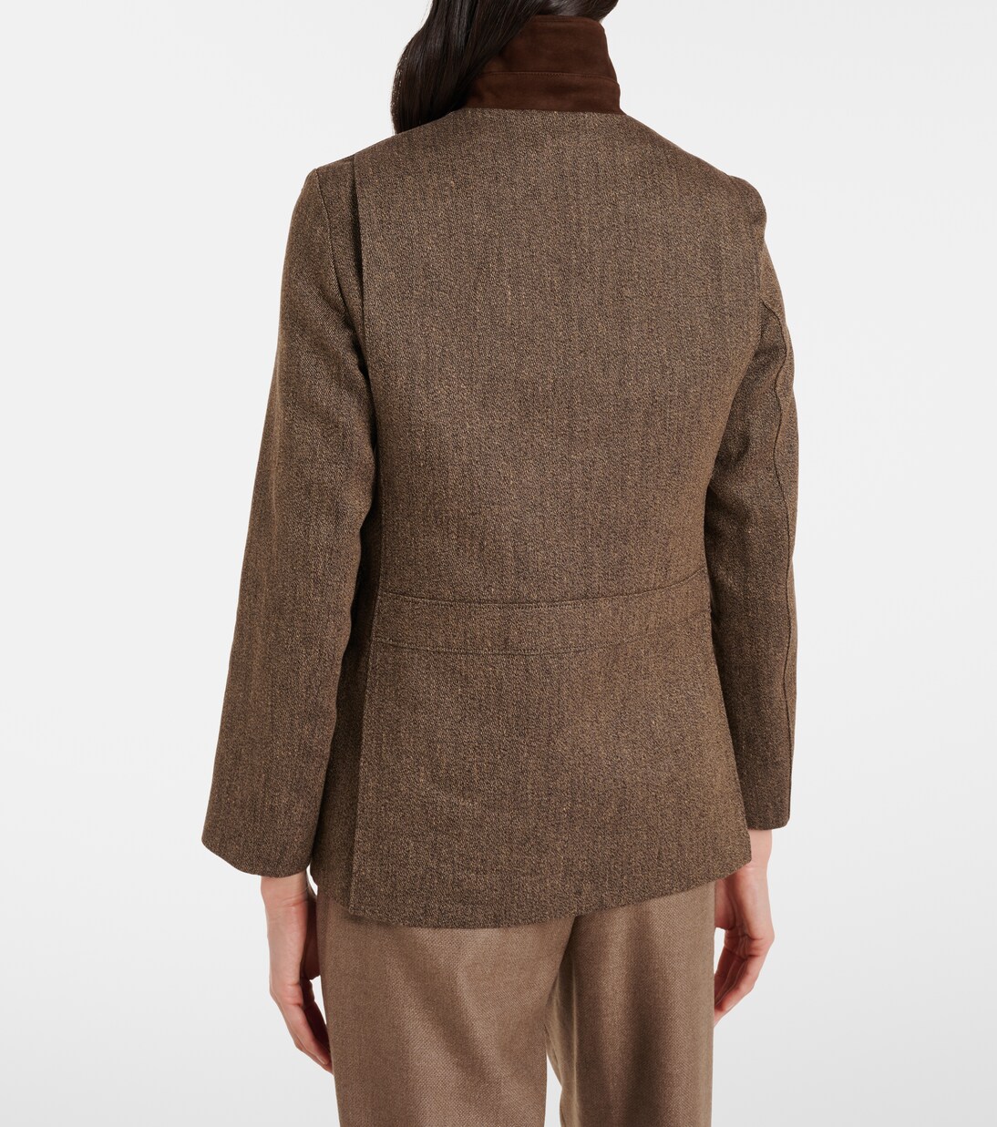 Suede-trimmed linen jacket | Loro Piana