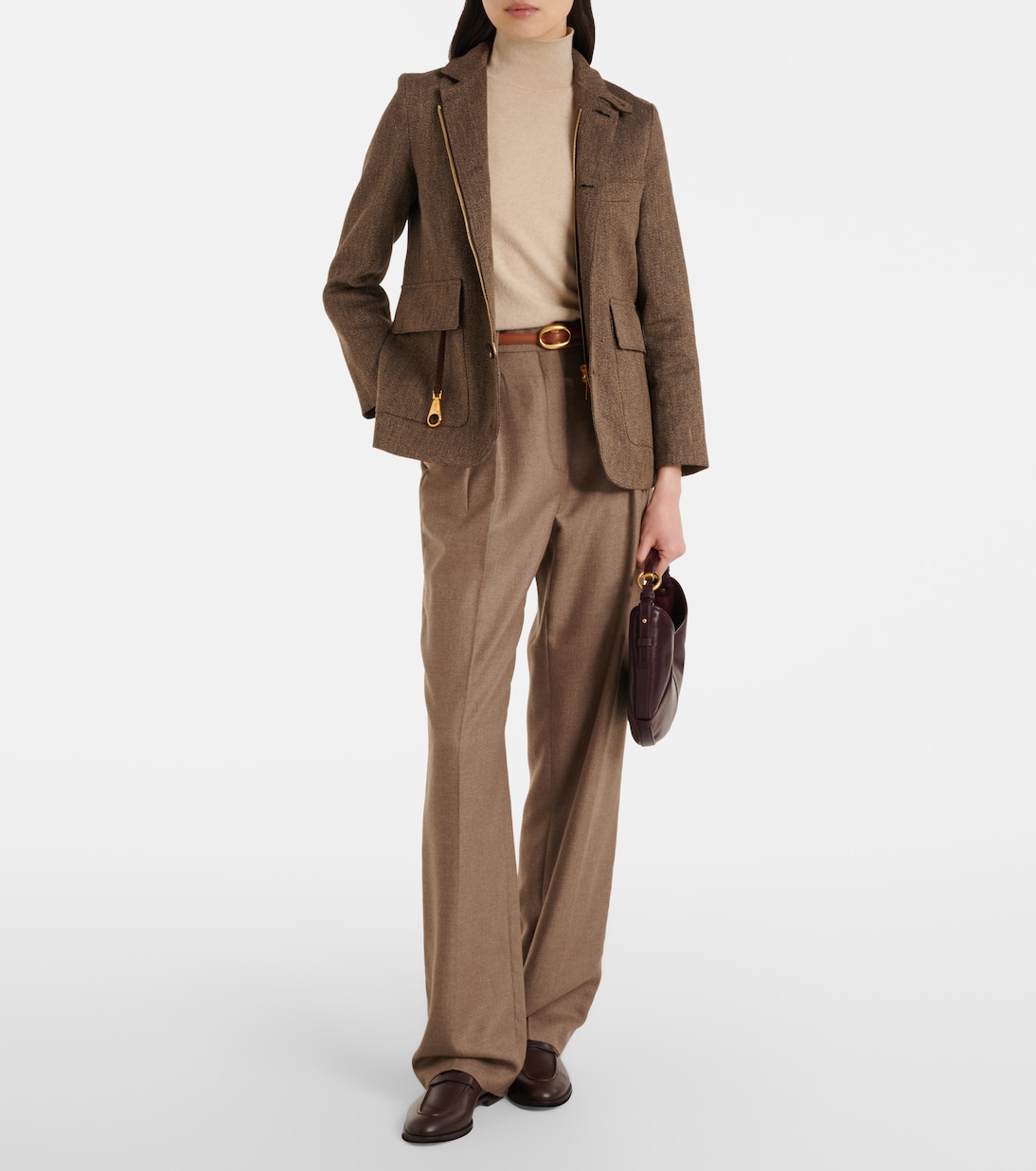 Suede-trimmed linen jacket | Loro Piana