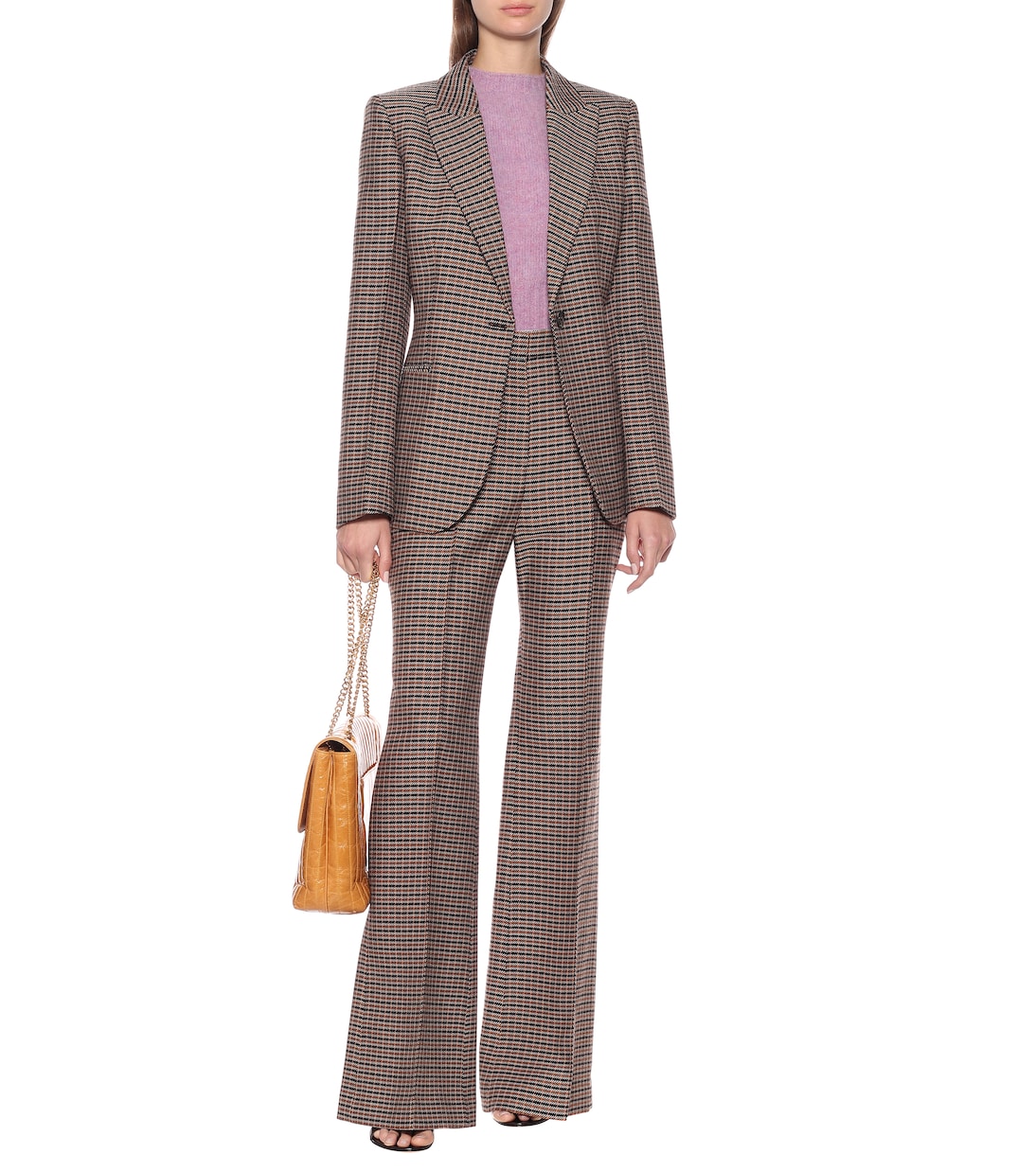 Pantaloni flared a quadri in lana | Victoria Beckham