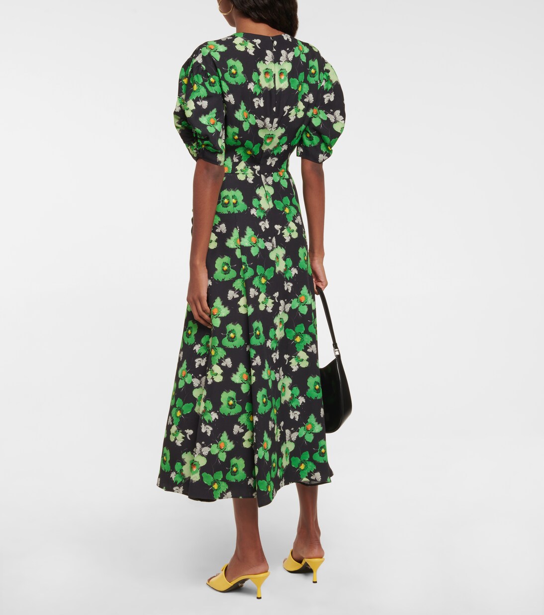 Abito Midi in Satin Fiorito Prada per Giovani Stilisti