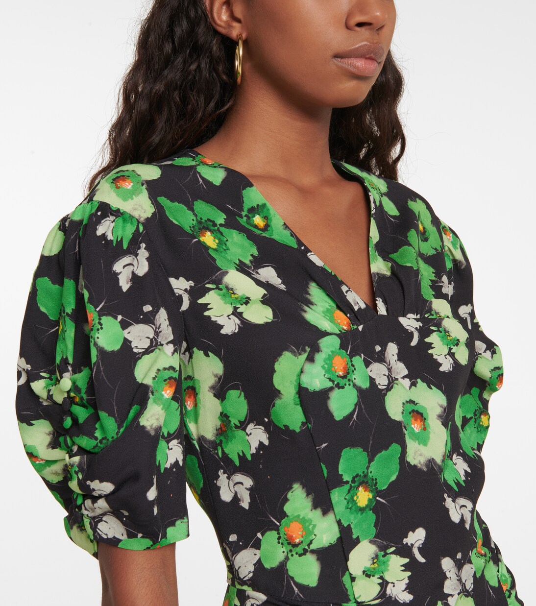 Abito Midi in Satin Fiorito Prada per Giovani Stilisti