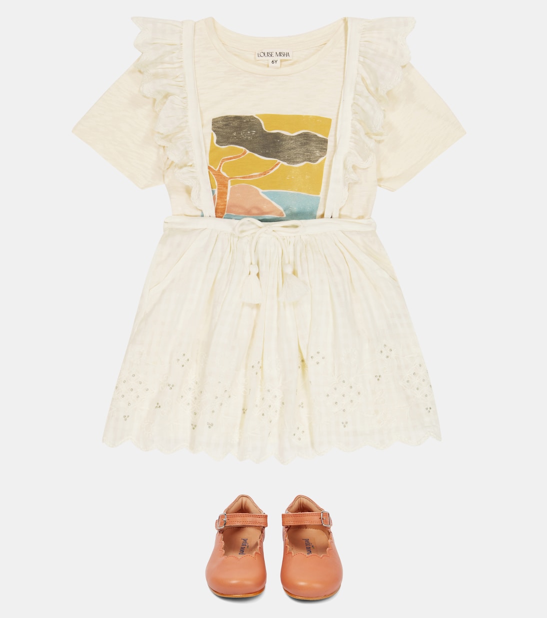 Riola embroidered cotton dungaree dress | Louise Misha