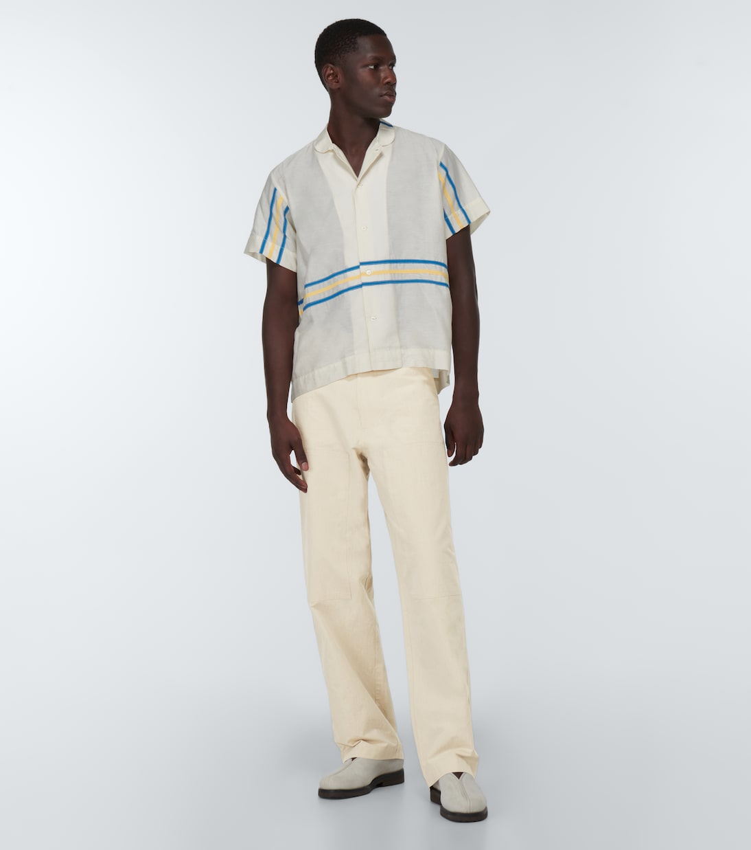 Cotton-blend canvas wide-leg pants | Commas