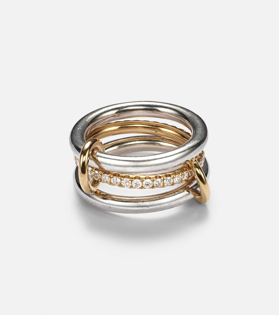 Anello Libra in oro 18 kt e argento sterling con diamanti | Spinelli Kilcollin