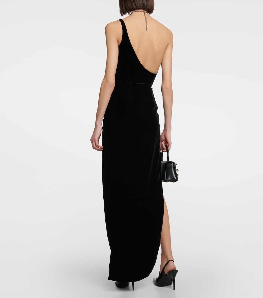 One-shoulder velvet maxi dress | Alessandra Rich